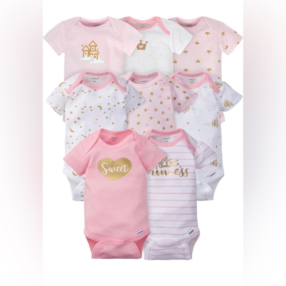 Gerber Other - Gerber Baby Girls 8-Pack Princess Short Sleeve Onesies Bodysuits
